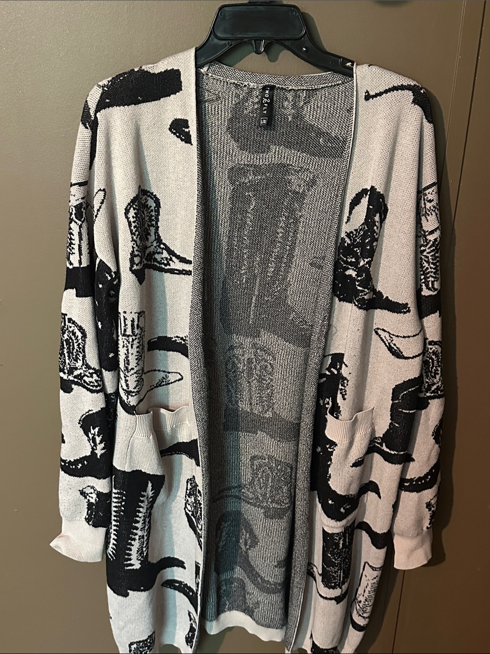 Black & White Cowboy Boot Open Cardigan
